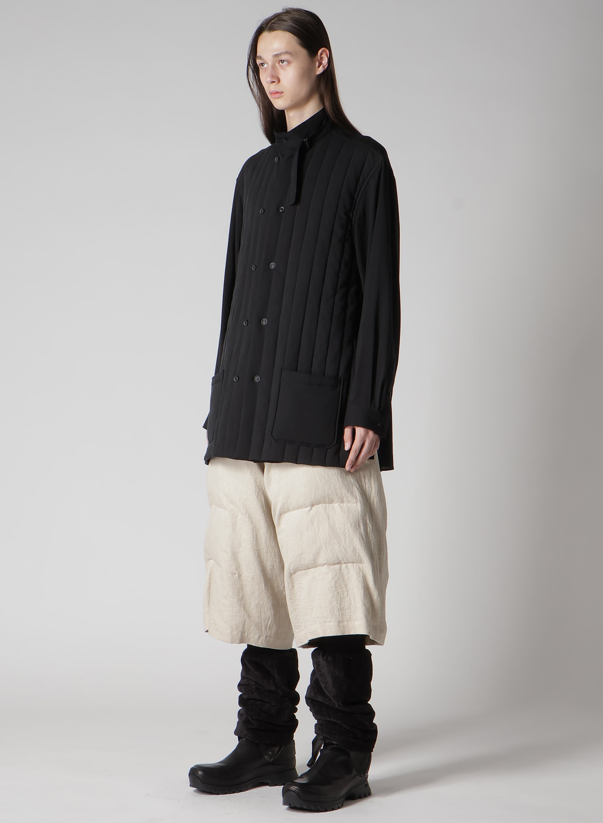 CELLULOSE LAWN DOUBLE FRONT PADDED BLOUSE(S Black): Yohji Yamamoto