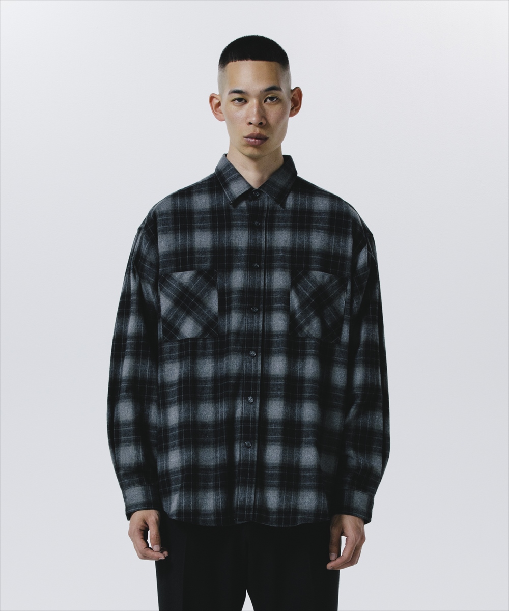 ROTTWEILER/R9 NEL CHECK SHIRT（BLACK）［ネルチェックシャツ-24秋冬