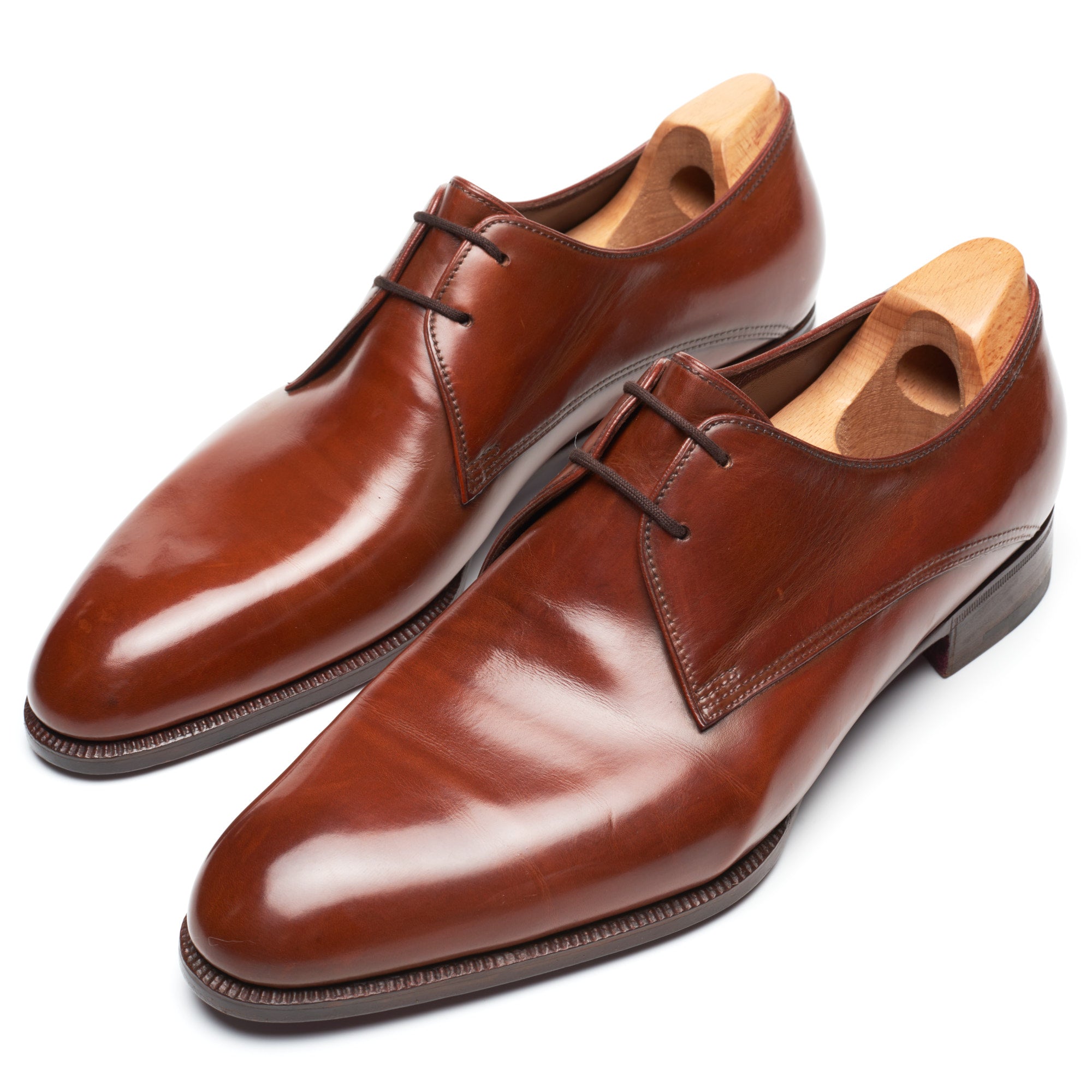 JOHN LOBB Paris Bespoke Brown Calf Leather 2 Eyelet Derby Shoes UK 7.5