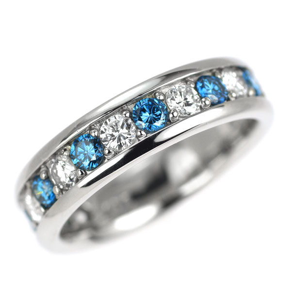 Pt900 カラーレス/トリートブルー ダイヤモンド リング 1.08ct