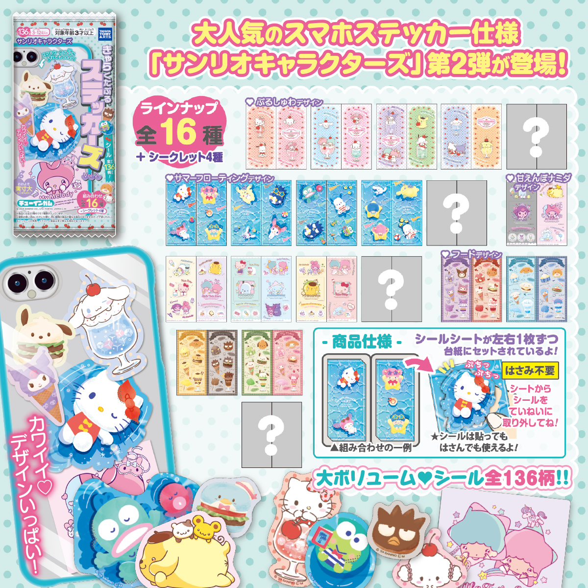 サンリオキャラクターズ きゃらくたぶるステッカーズ Vol.2｜商品情報