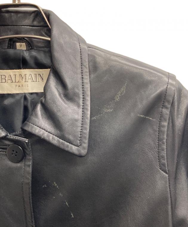 中古・古着通販】BALMAIN (バルマン) ラムレザージャケット ブラック
