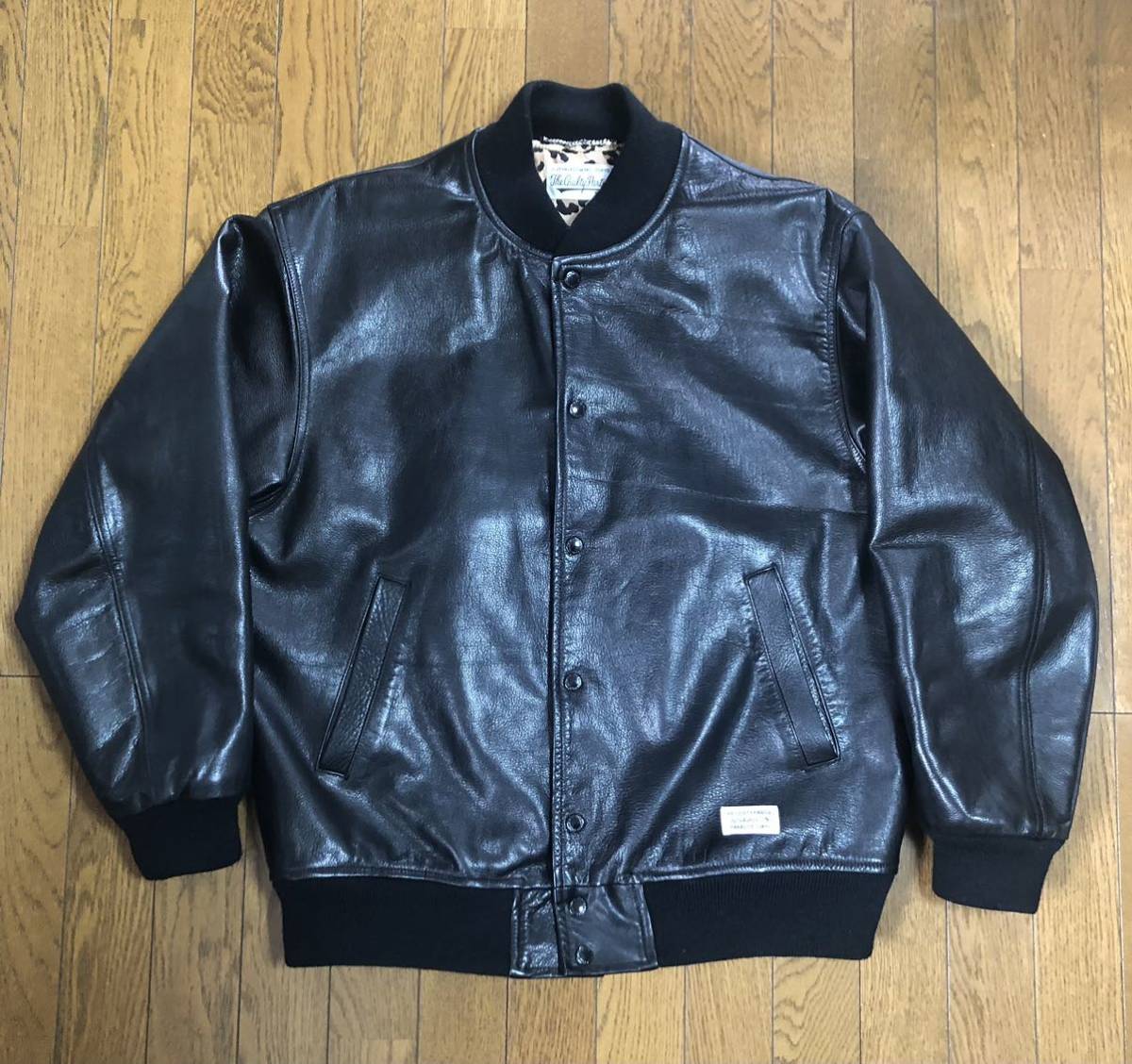 ワコマリア 23AW M LEATHER VARSITY JACKET レザージャケット ブラック