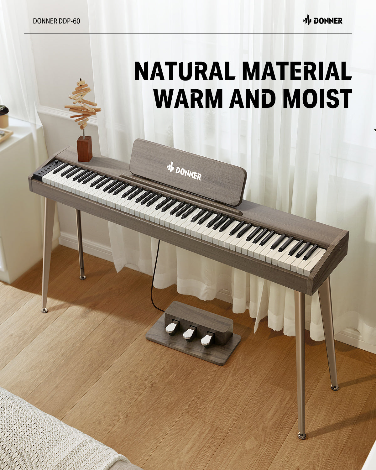 DDP-60 Wooden 88-Key Semi-Weighted Upright Digital Piano Donner
