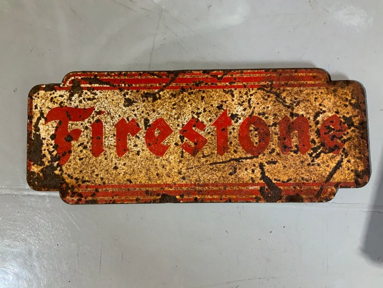 ORIGINAL FIRESTONE METAL SIGN GOOD PATINA | Street Dreams