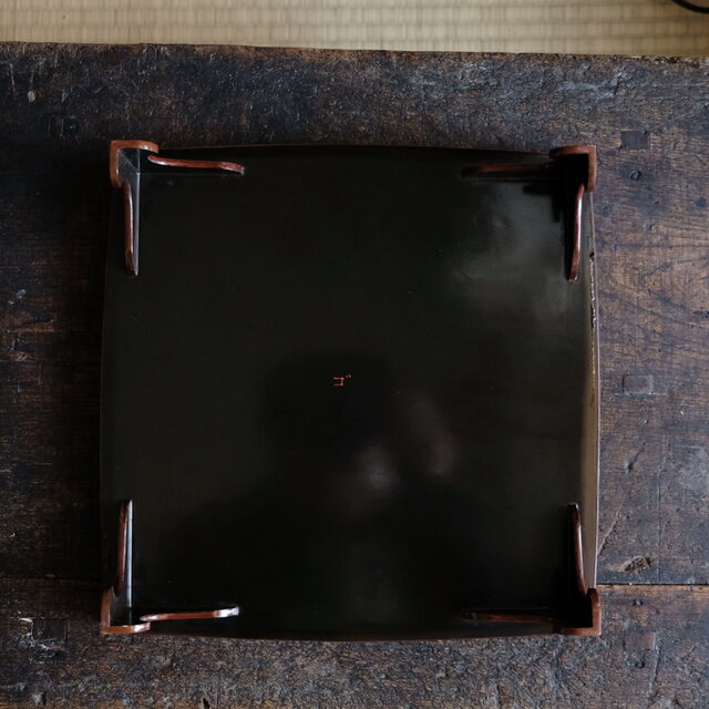 黒に金の菖蒲◇古輪島塗 漆塗脚付き膳 盆 骨董・antiques 古美術 工芸