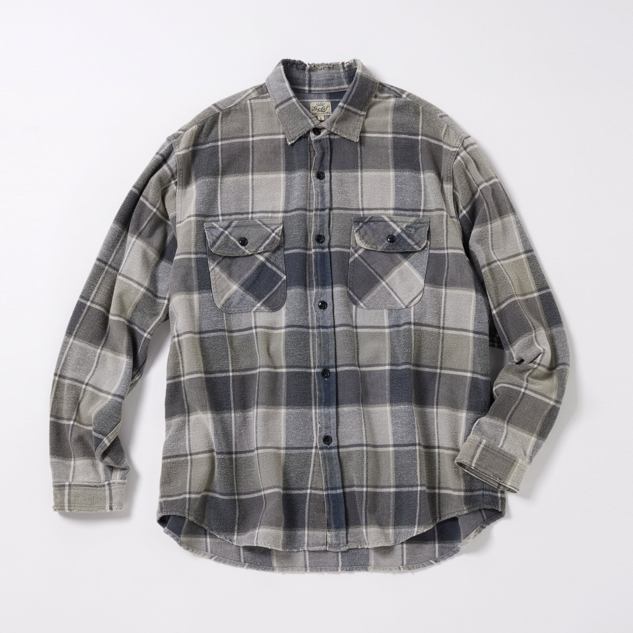GL29196 / COTTON NEL CHECK WORK SHIRT DAMAGE AGED – gold