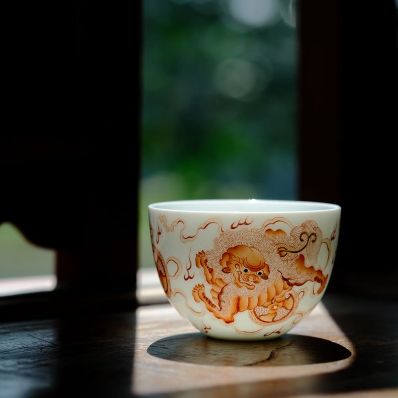 中国汕頭スワトウ 獅子絵皿 鑑賞台付 沈船品ヴィンテージ レア ・台湾