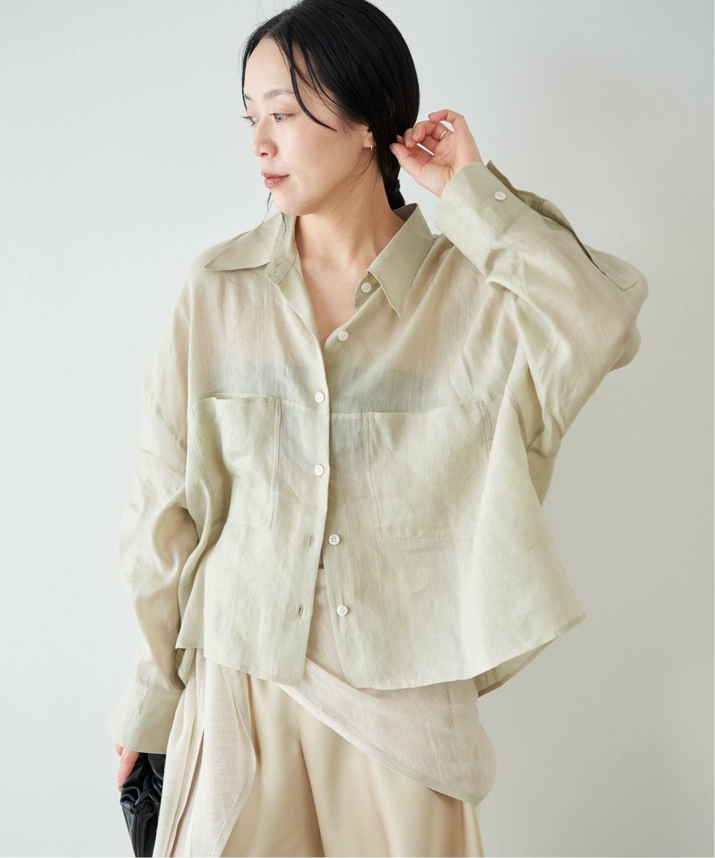 追加予約》RAMIE LYOCELL CROPPED シャツ（シャツ／ブラウス）｜Plage
