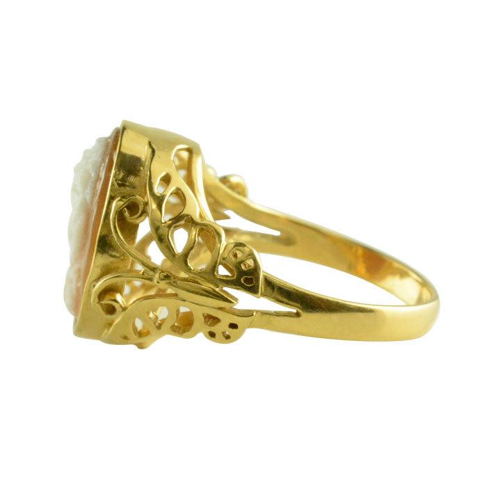 リング K18 カメオ 指輪 18金 イエローゴールド シェルカメオ