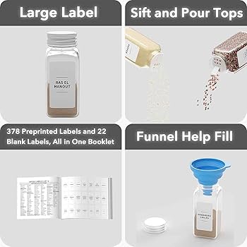 Amazon.com: SpaceAid 4 Pack Magnetic Spice Rack with 48 Spice Jars