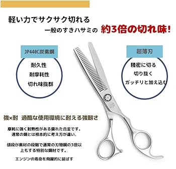 Amazon.co.jp: すきバサミ 6.0インチ・ 30目・スキ率（30％＋）日本