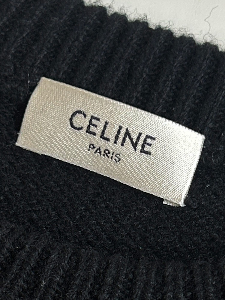 CELINE (セリーヌ) カシミヤ混 ワンポイント クルーネック ニット