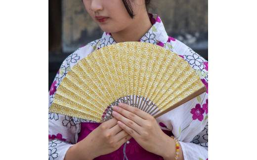 土佐和紙 扇子Ori 麻の葉なたね 布製扇子袋 桐箱付き（高知県土佐市