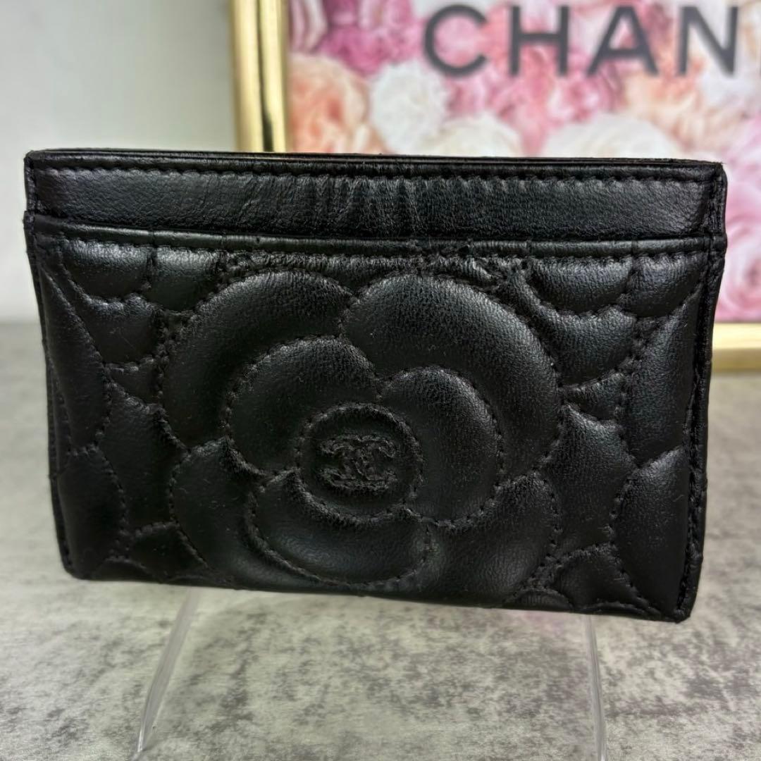 CHANEL シャネル　カメリア　ラムスキン　カードケース　パスケース