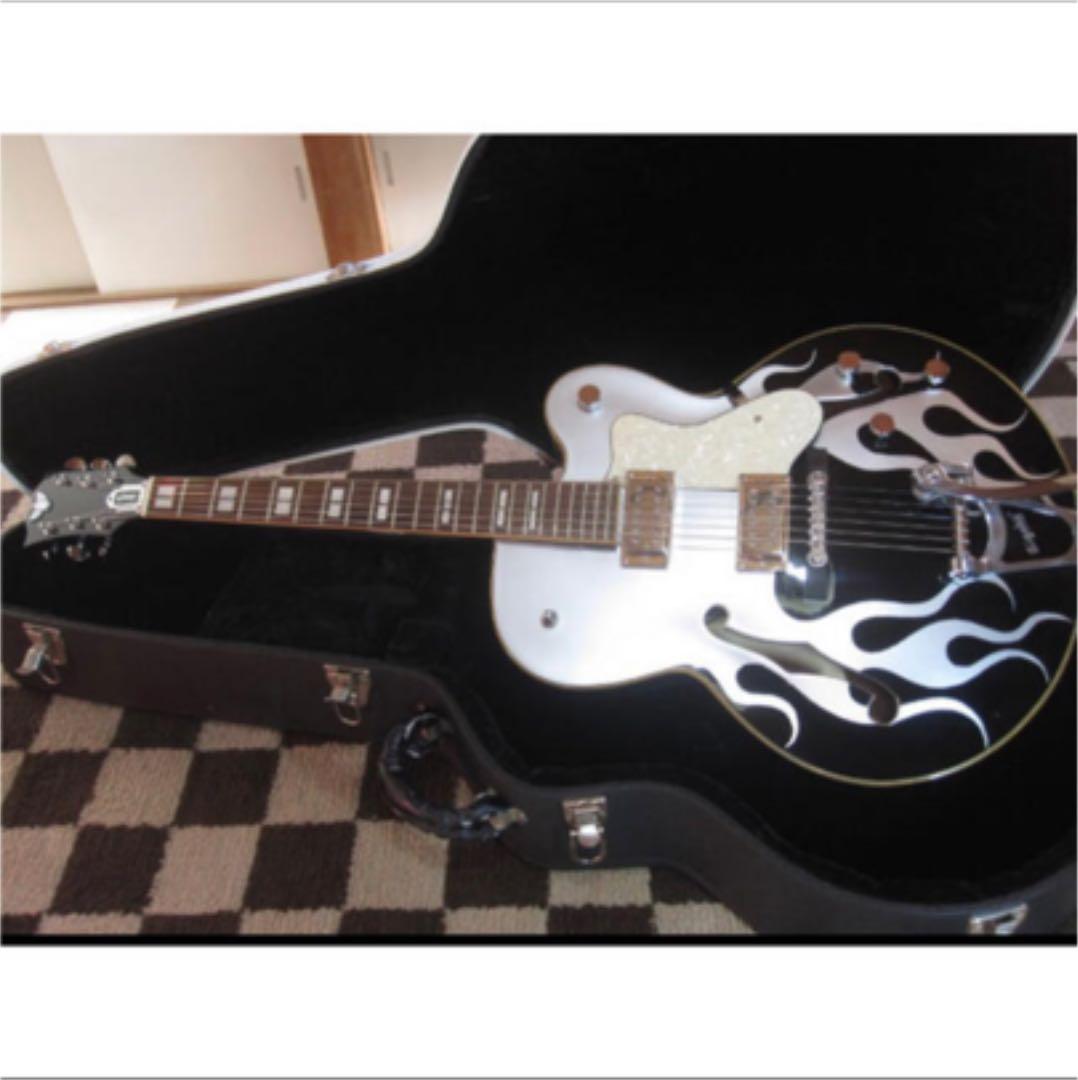 SPARROW GUITARS フルアコ　ファイヤーパターン　ビグスビー　銀色