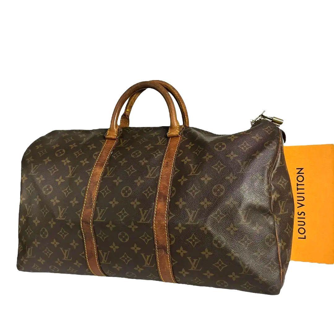 【正規品】ルイヴィトン　モノグラム　キーポル50　ボストンバッグ　旅行かばん 茶