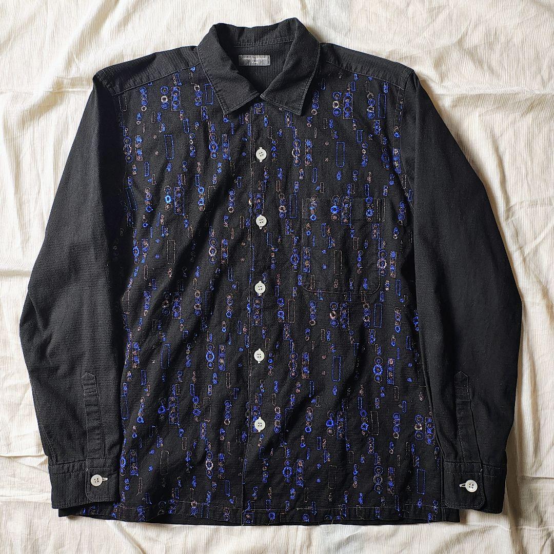AD2002 コムデギャルソンオム　幾何学柄シャツ　シルバーステッチ　コットン コムデギャルソン オムCOMME des GARCONS HOMME コットンチェック切替