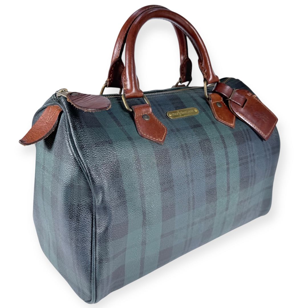 【美品】RALPH LAUREN ラルフローレン　チェック　ミニボストンバッグ 日本直送 名牌中古包 】RALPH LAUREN ラルフローレン グレンチェック