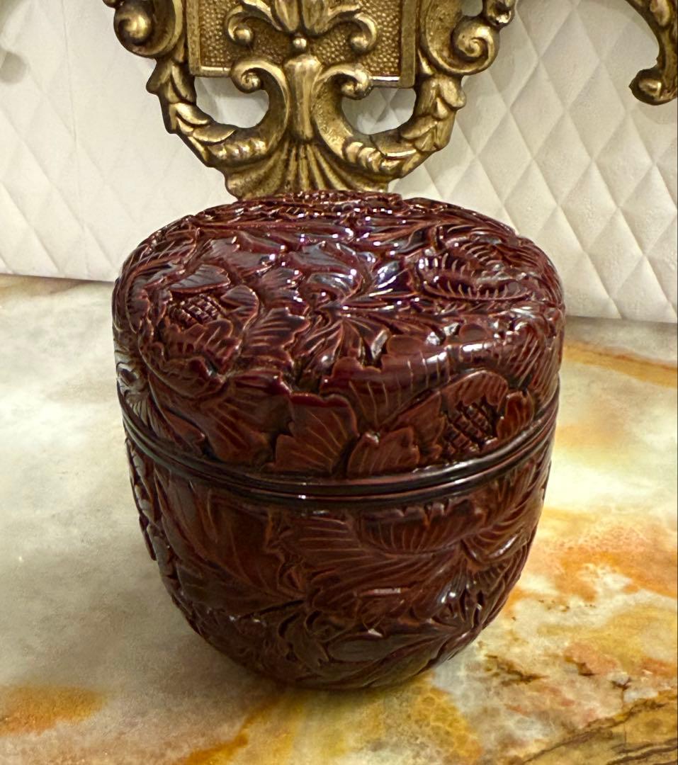 ⭐︎美しい牡丹　村上堆朱　漆器 棗茶道具伝統工芸