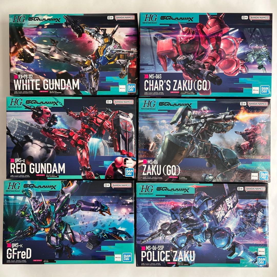 【GQ6個セット】HG 白いガンダム＆赤いガンダム＆GFreD他3点 HG 機動戦士Gundam GQuuuuuuX 赤いガンダム 1/144スケール 色分け済み