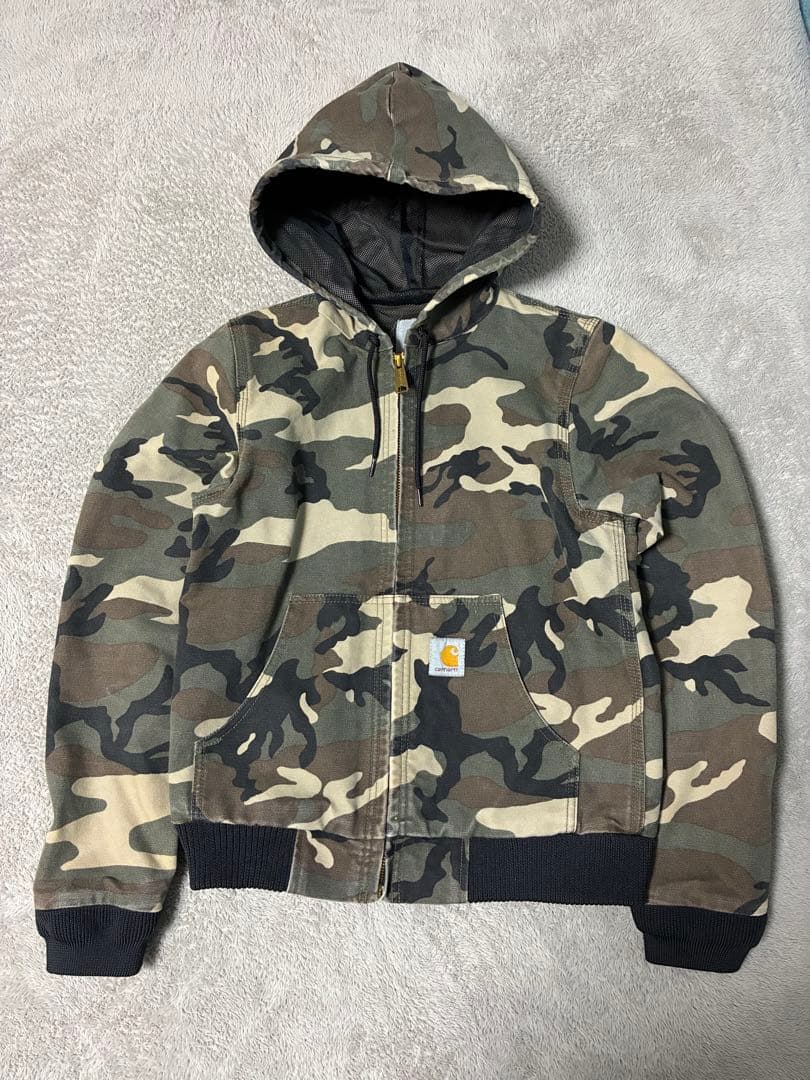 Carhartt フルジップパーカー 迷彩柄 カモフラ柄 carhartt カーハート カモフラ 迷彩 フリース ジップ パーカー M