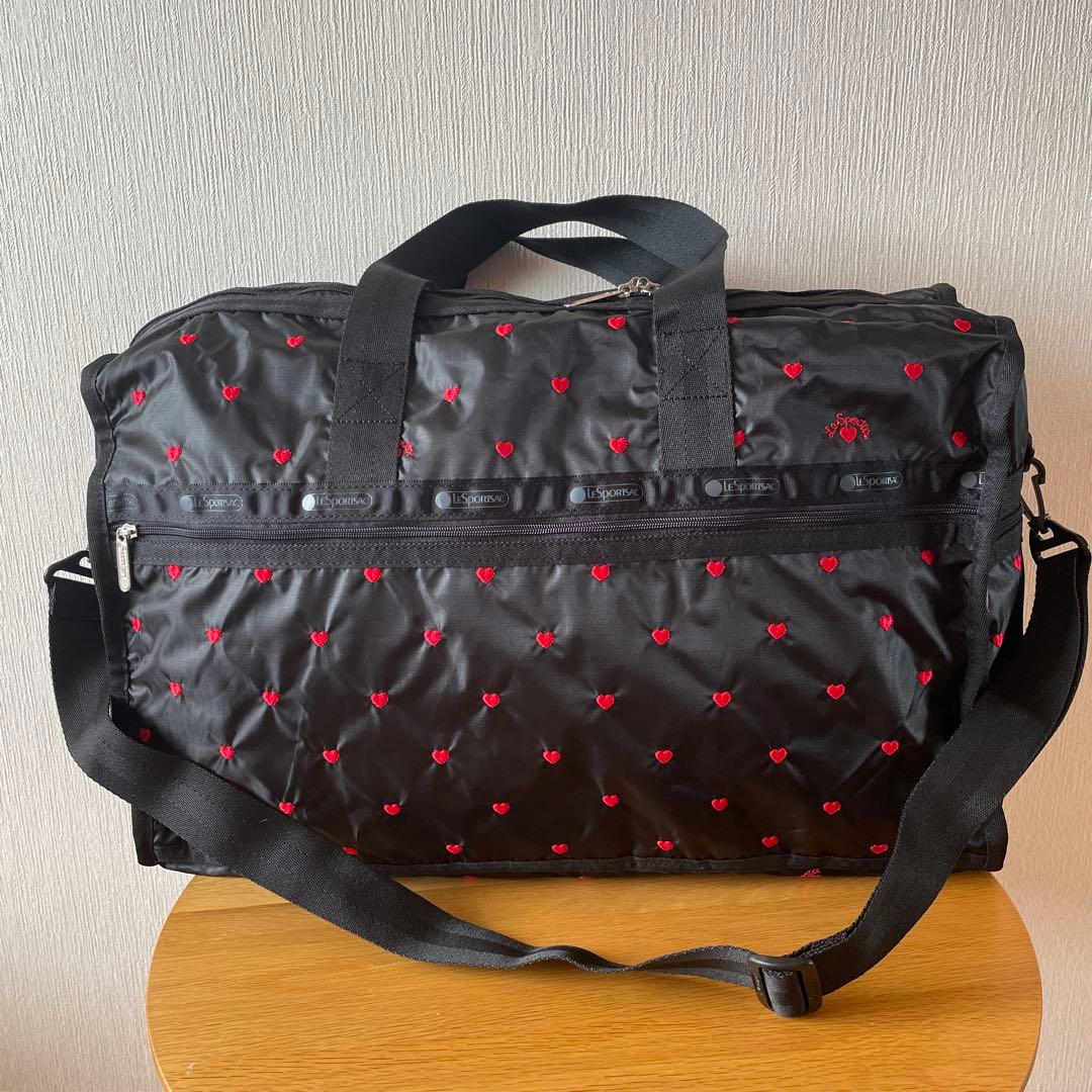 レスポートサック ブラック スウィートハート 刺繍 ボストンバッグ ポーチつき