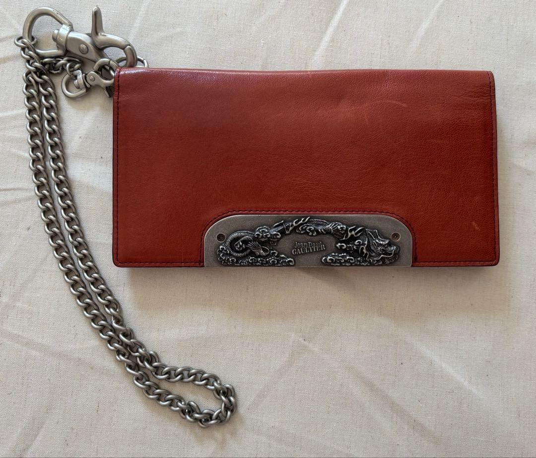 ジャンポールゴルチェ　ドラゴンメタルプレート　長財布　赤茶色 楽天市場】【中古】 Jean Paul GAULTIER / ウォレットチェーン付き