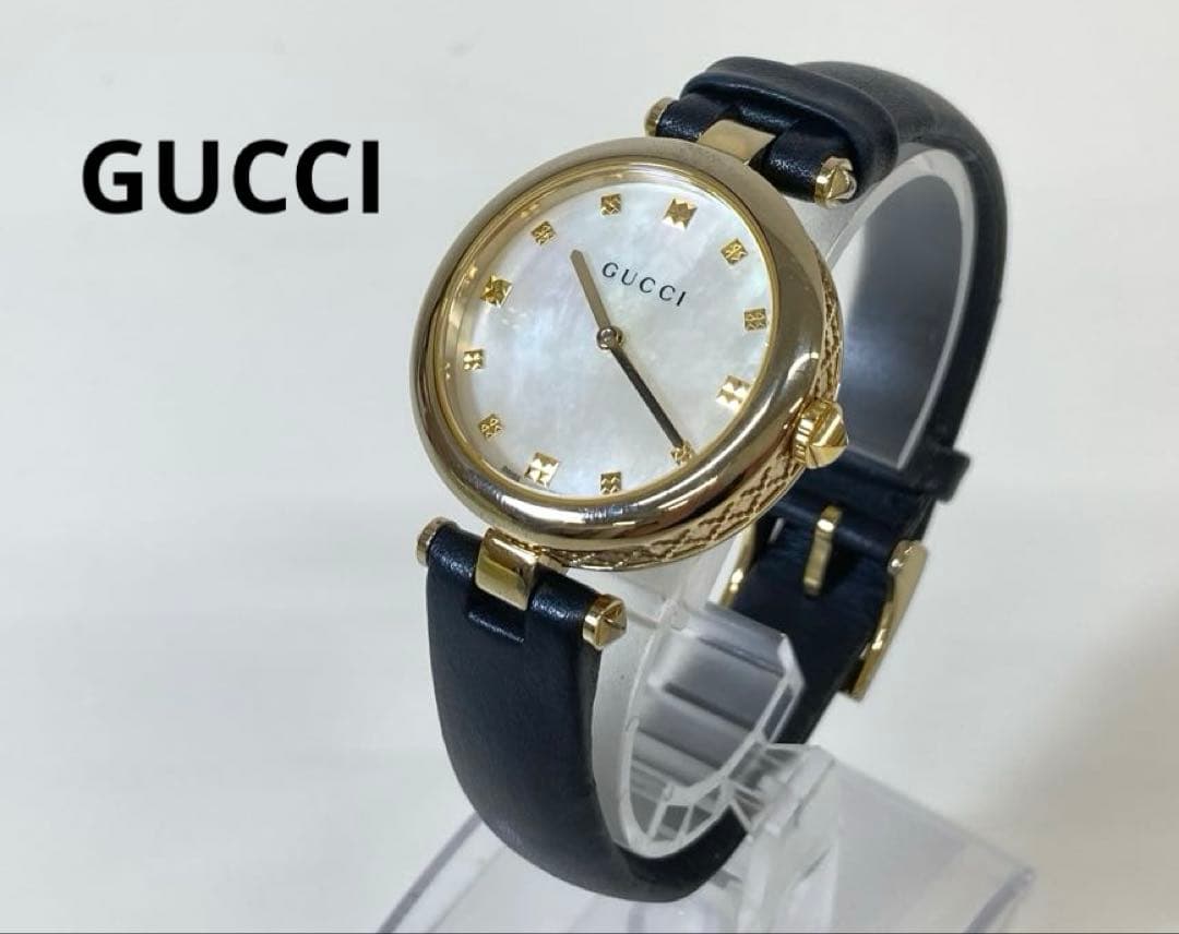 GUCCIグッチ ディアマンティッシマ 141.4 シェル文字盤 腕時計 不動