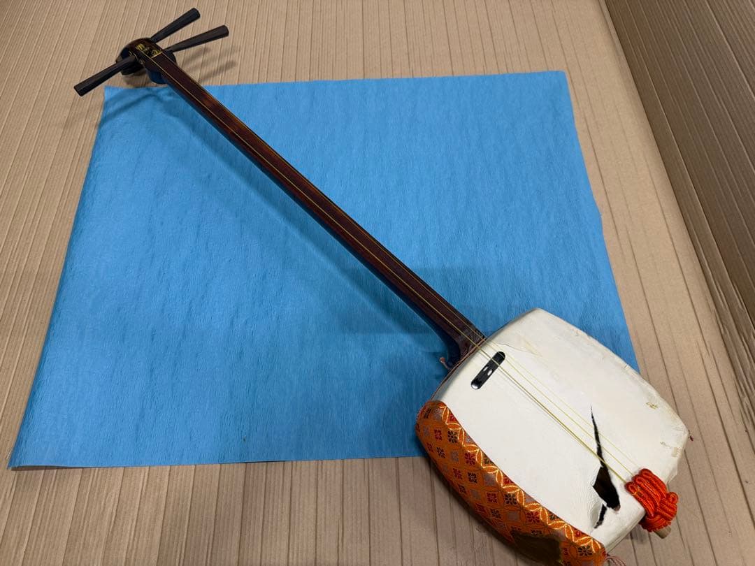 三味線本体 オレンジ模様
