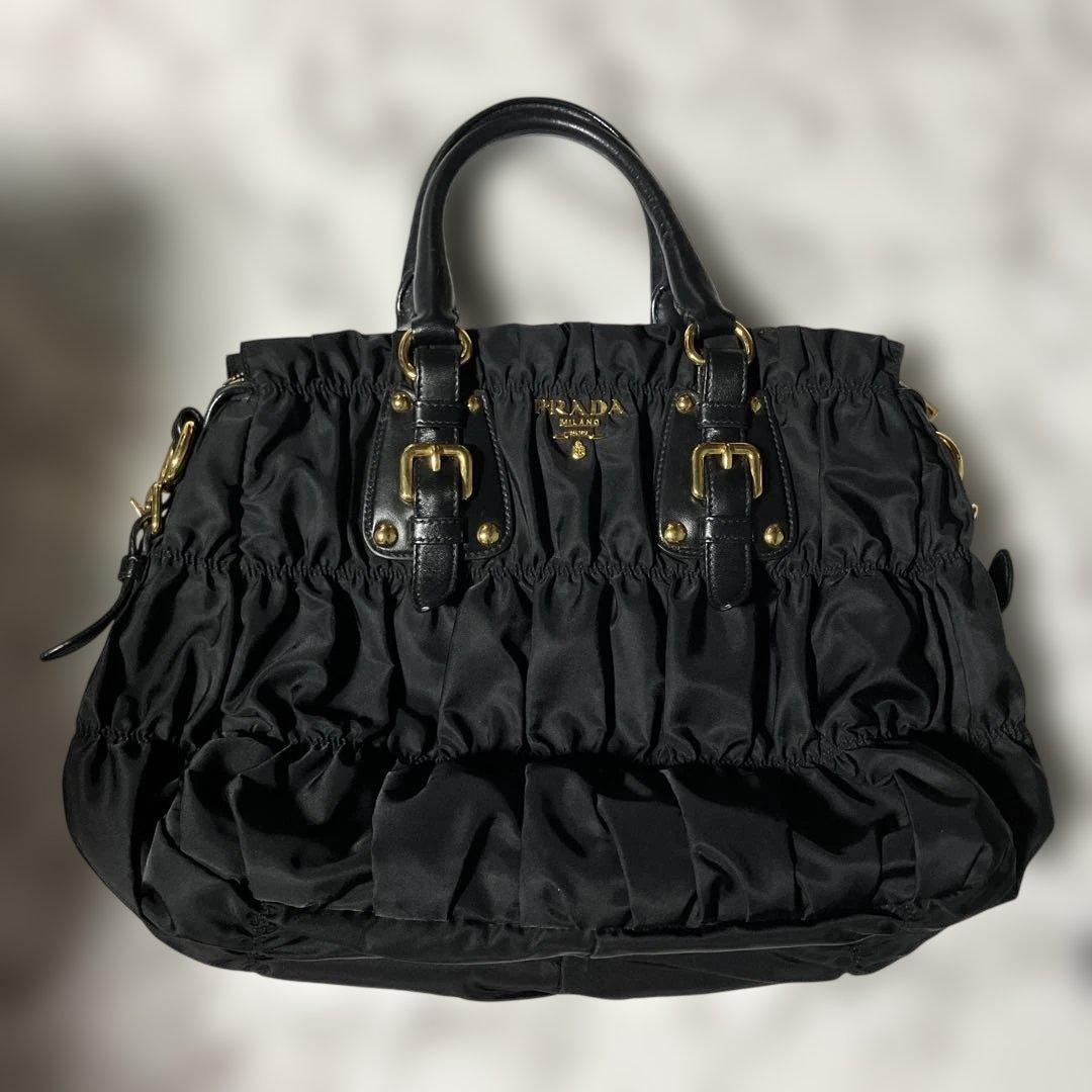 美品　プラダ　ギャザーバック　黒 楽天市場】PRADA プラダ ギャザー ハンドバッグ トートバッグ 2WAY