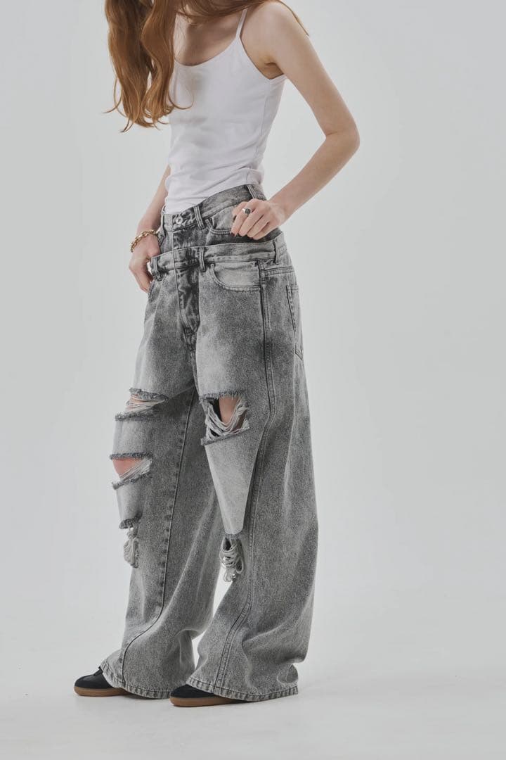 パンツ THE TOE/ Double Belt Denim Pants