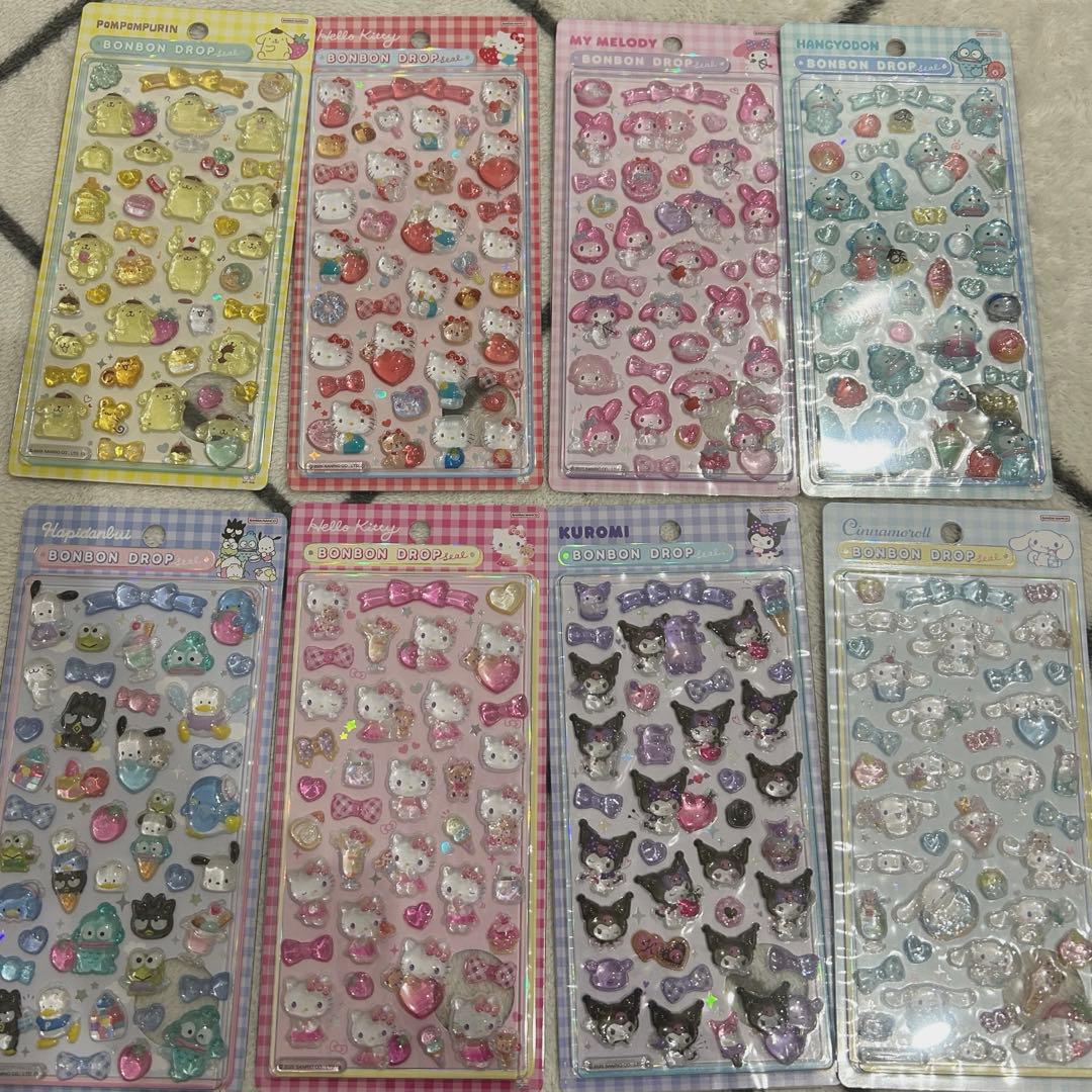 国内正規品 ボンボンドロップシール サンリオ 第2弾 全8種コンプリートset サンスター文具(Sun-Star Stationery) サンリオキャラクター シール