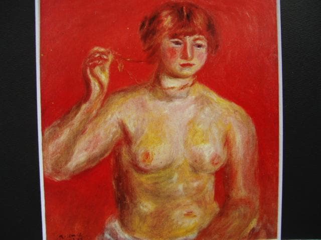 梅原龍三郎、【金の首飾り】、年代物・希少な画集画、新品高級額 額装付
