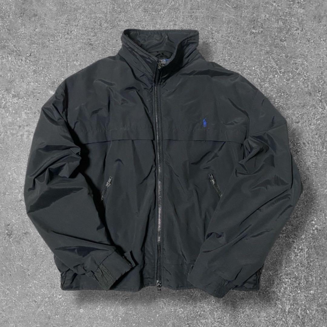 90s Ralph Lauren スウィングトップ ブラック ジャンパー XL _ 90's POLO Ralph Lauren Fleece Swing Top 