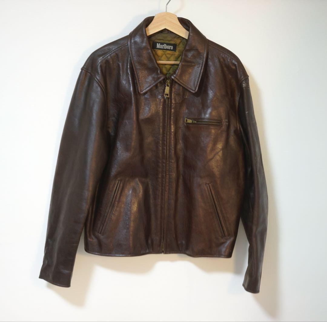 Marlboro leather mini jacket マールボロ Marlboro Racing Biker Leather Jacket in Red - 3amoto