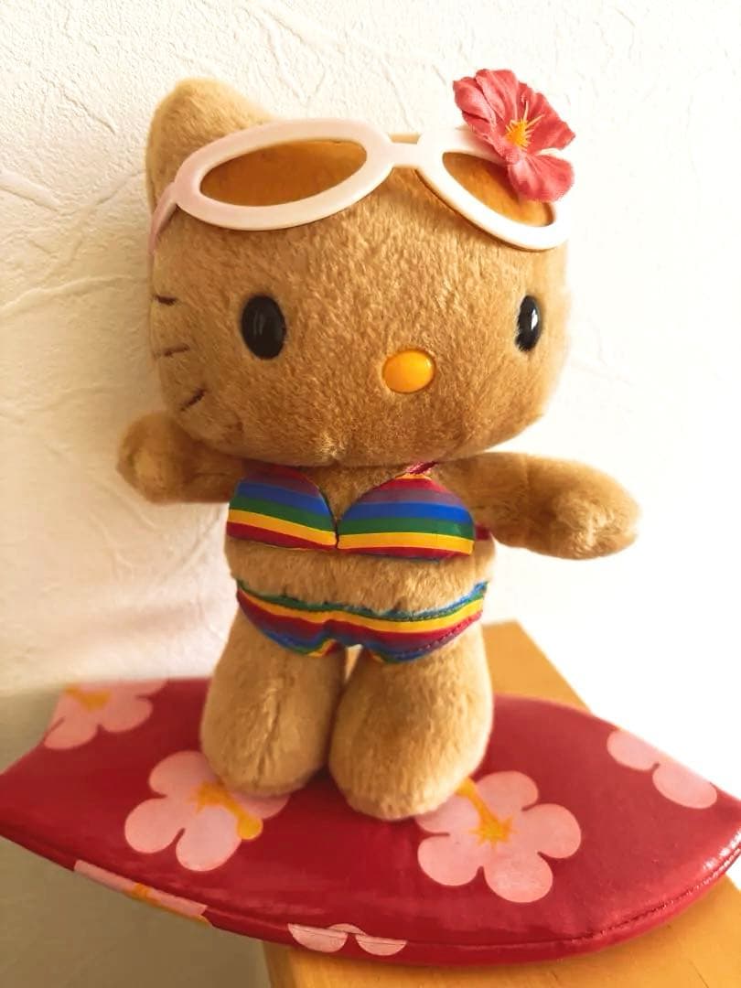 【超レア】日焼けキティ サーフィン ぬいぐるみ 2001年 新品未使用 ハローキティ ぬいぐるみ 日焼けキティ ハワイアン雑貨【Hello kitty